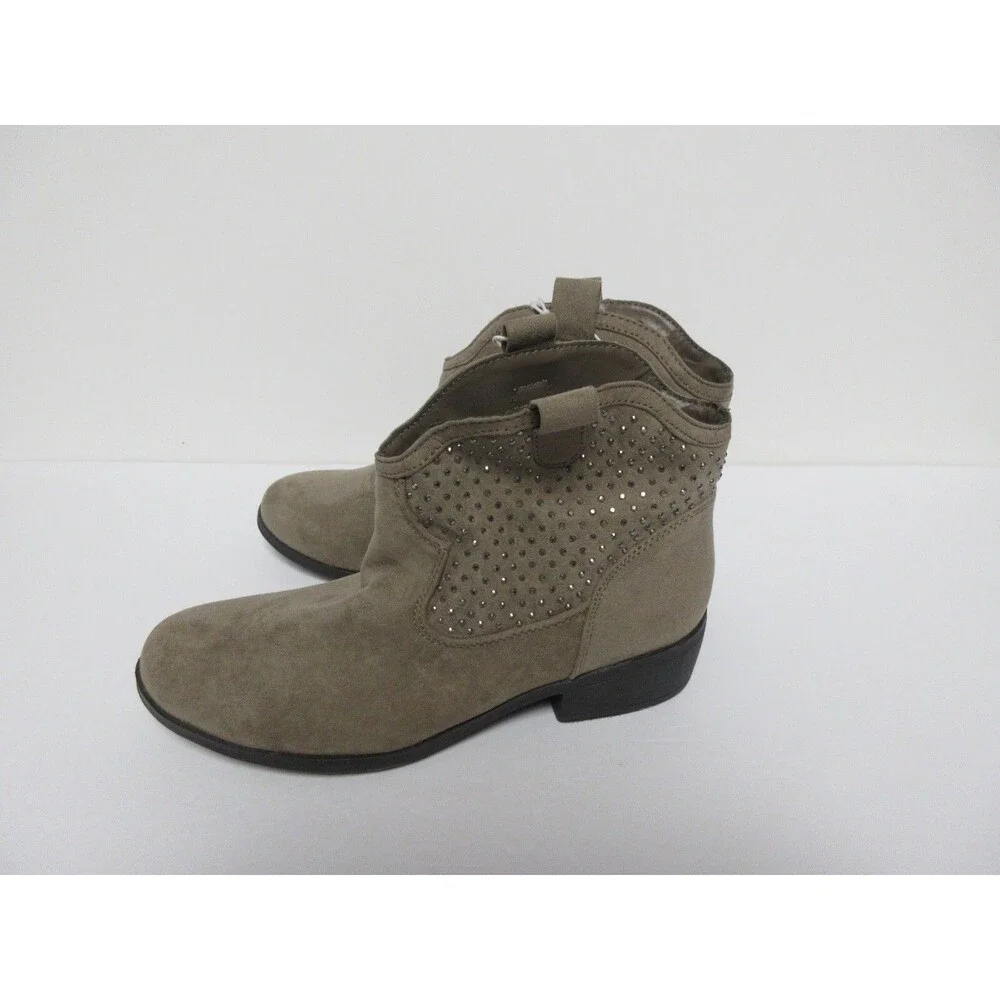 Justice Girls Studded faux leather Ankle Boots Taupe  Sz 7 NWT